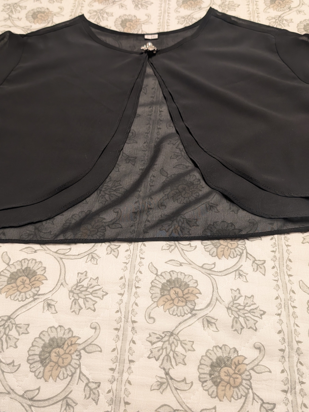 Source Unknown Black Sheer Bolero with Decorative Clasp